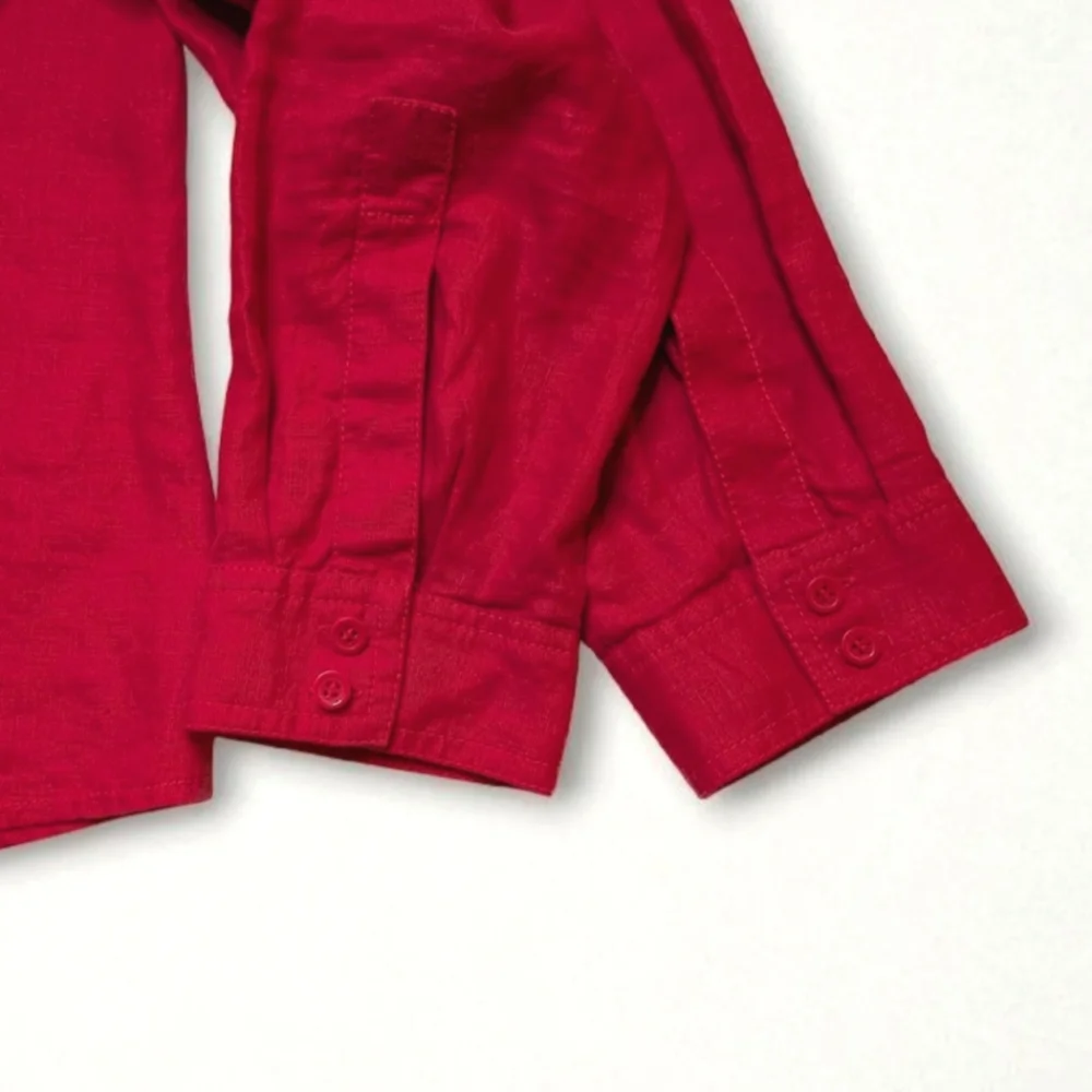 Liz Claiborne Crimson Red Work Shirt Professional Button Up Top XL - Picture 4 of 9